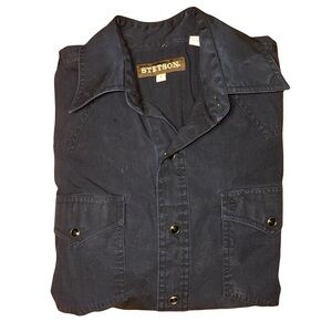 Stetson Men’s Navy Blue Cotton Button Down Shirt